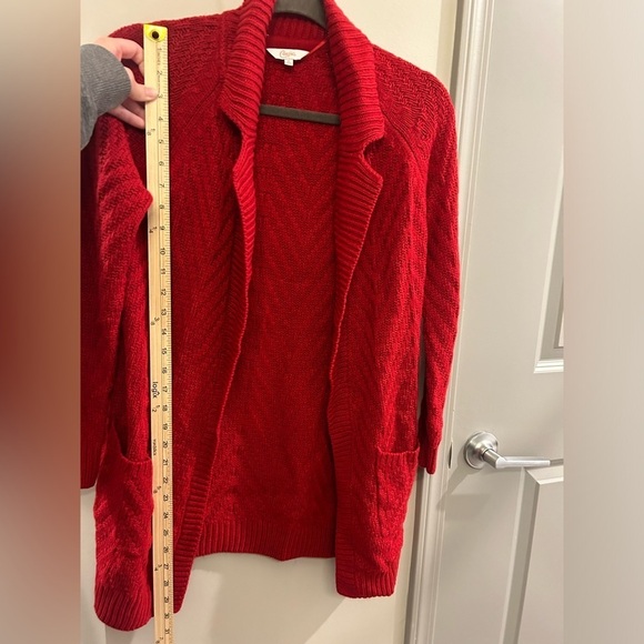 Candies Open Front Cardigan Women’s Small Red Cable Knit Christmas Holiday - Picture 7 of 7